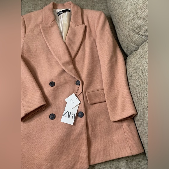 💫HP‼️💫 NWT ZARA Double-Breasted Coat in Pink, Size Medium - Picture 7 of 8